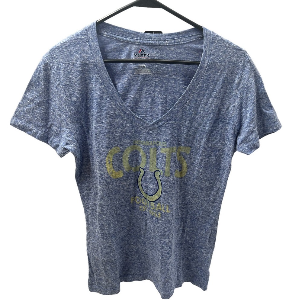 NFL Indianapolis Colts Womens Size Medium Short Sleeve T Shirt Majestic Blue NWT